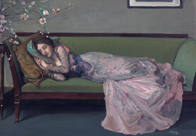 The green sofa  *oil on canvas  *65.4 x 92.4 cm  *signed b.r.: J. Lavery